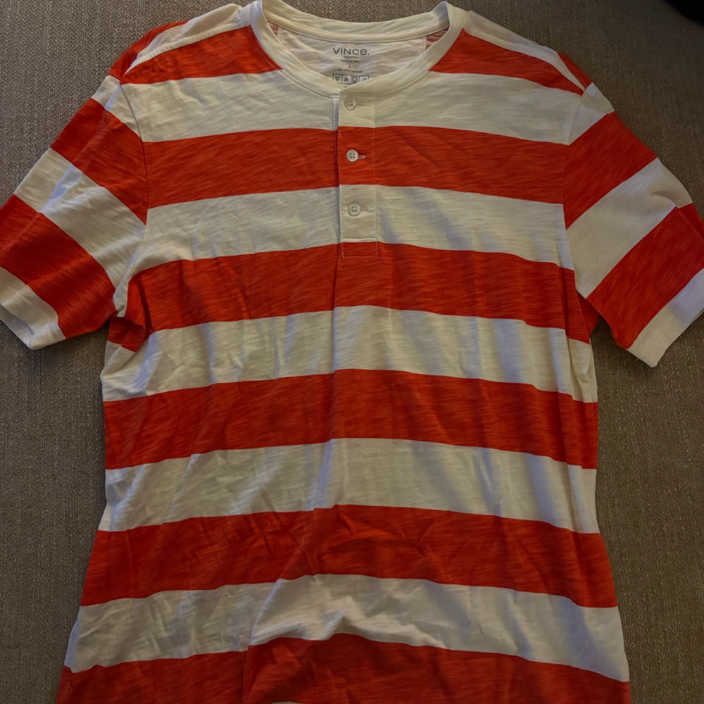 Vince Red and White Striped Top